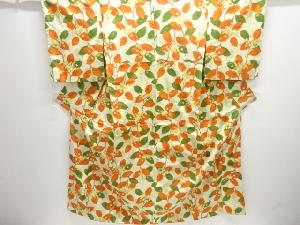 枝花模様織り出し十日町紬着物